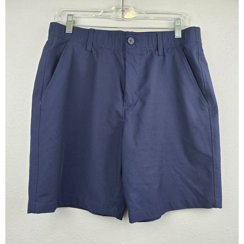 Under Armour Mens Navy Blue Golf Shorts Size 32 Stretch Flat Front Performance